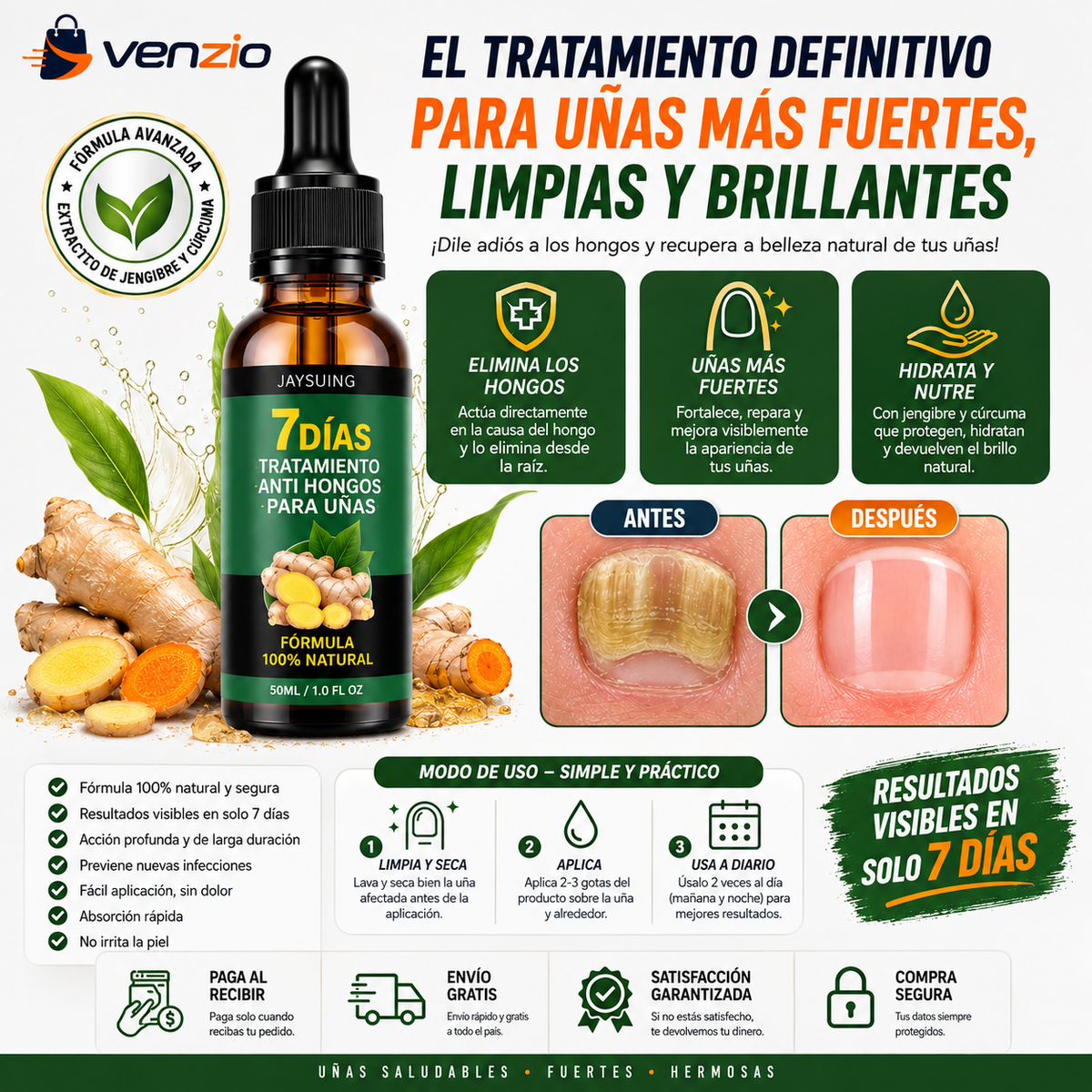 🔥 ¡BASTA DE ESCONDER TUS UÑAS! ⚡ TRATAMIENTO ANTI HONGOS 7 DÍAS 100% NATURAL