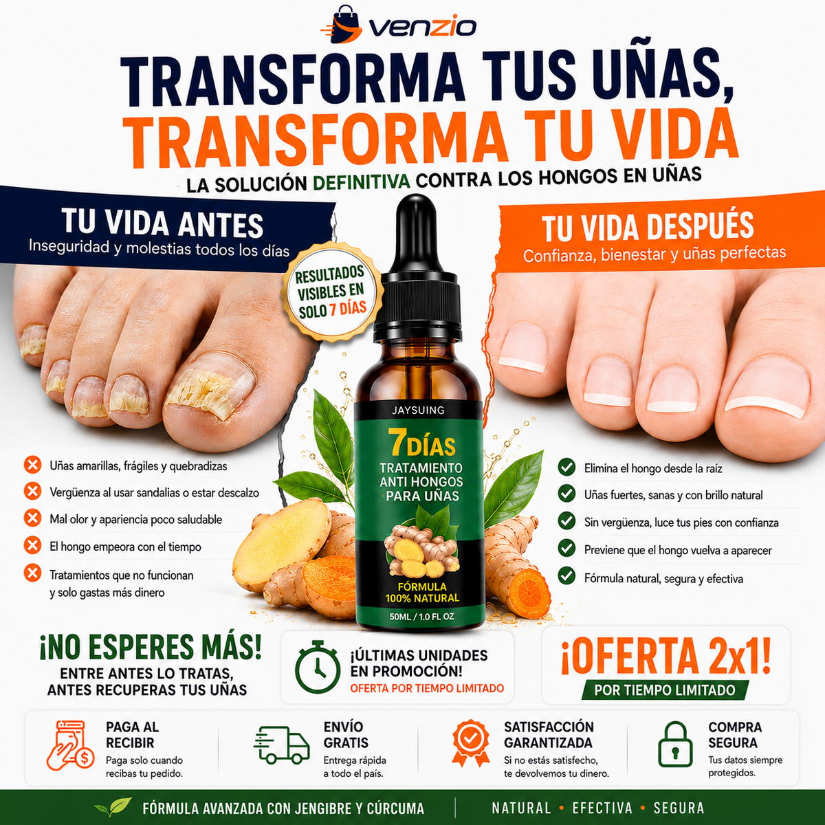 🔥 ¡BASTA DE ESCONDER TUS UÑAS! ⚡ TRATAMIENTO ANTI HONGOS 7 DÍAS 100% NATURAL