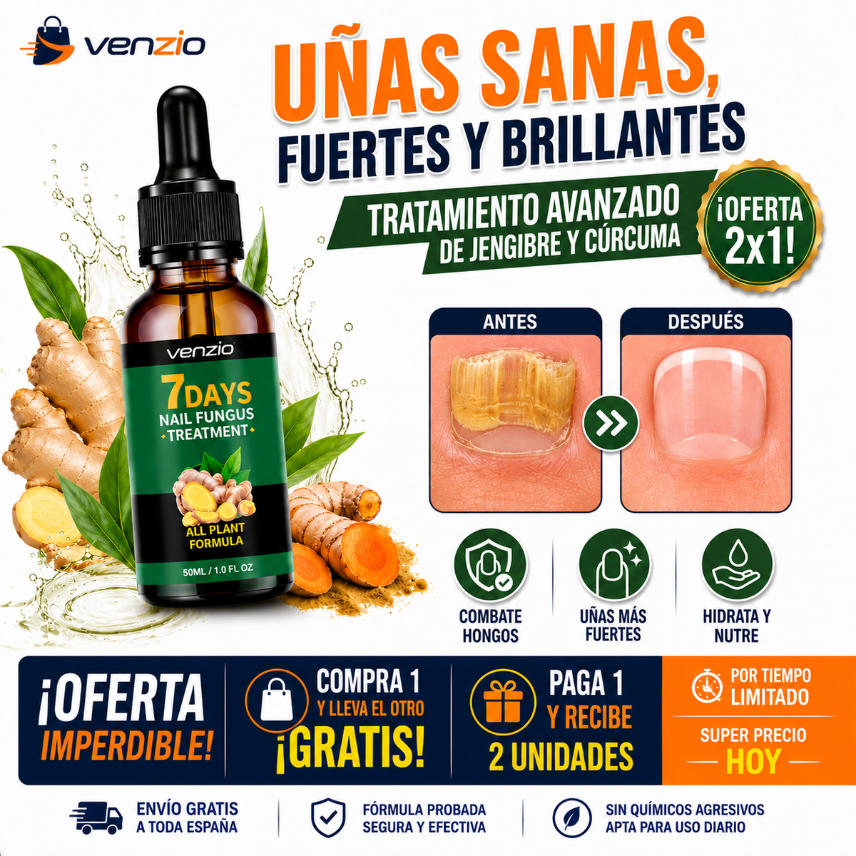 🔥 ¡BASTA DE ESCONDER TUS UÑAS! ⚡ TRATAMIENTO ANTI HONGOS 7 DÍAS 100% NATURAL